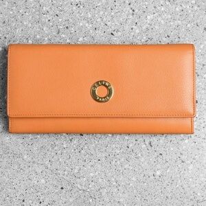 CELINE Orange Leather Vintage Rare Wallet
